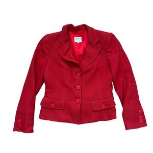 Armani Collezioni Red Virgin‎ Wool Blazer Jacket Size 6 Made in Italy Luxury